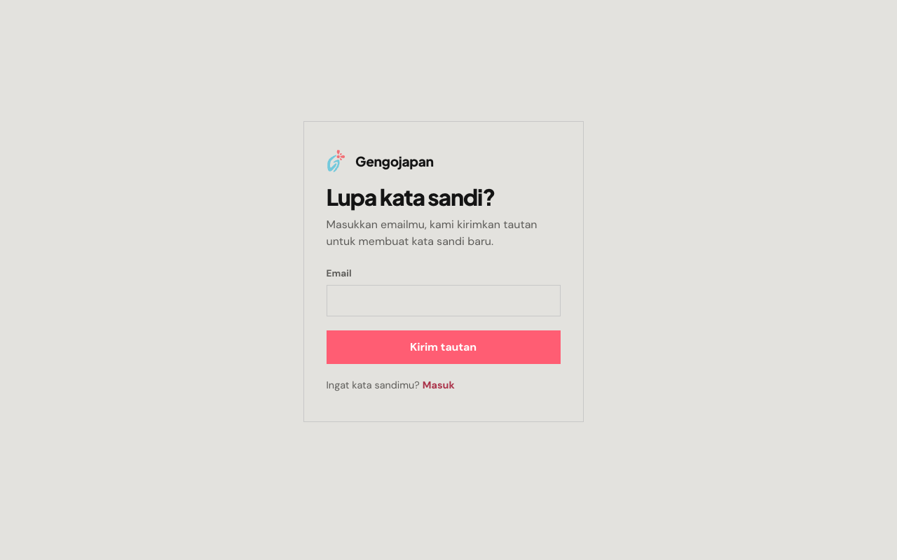 Halaman lupa kata sandi