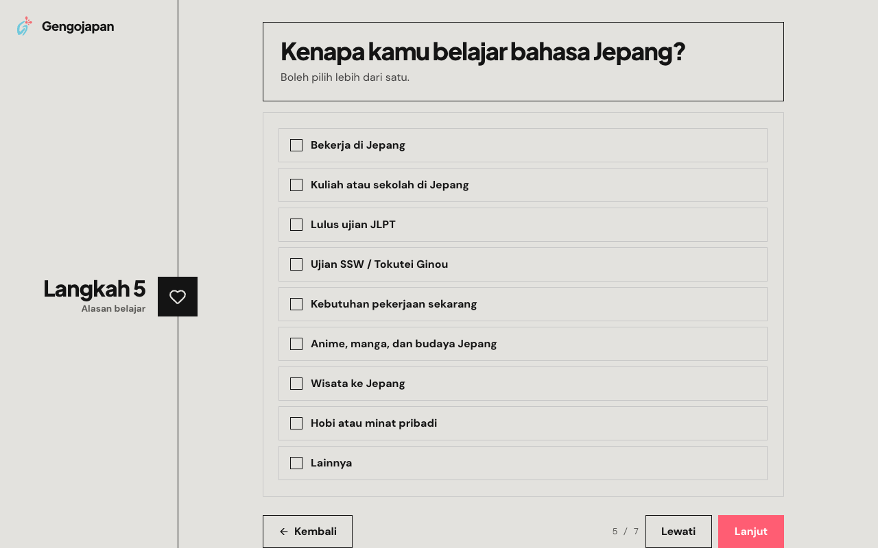 Langkah 5: Alasan belajar